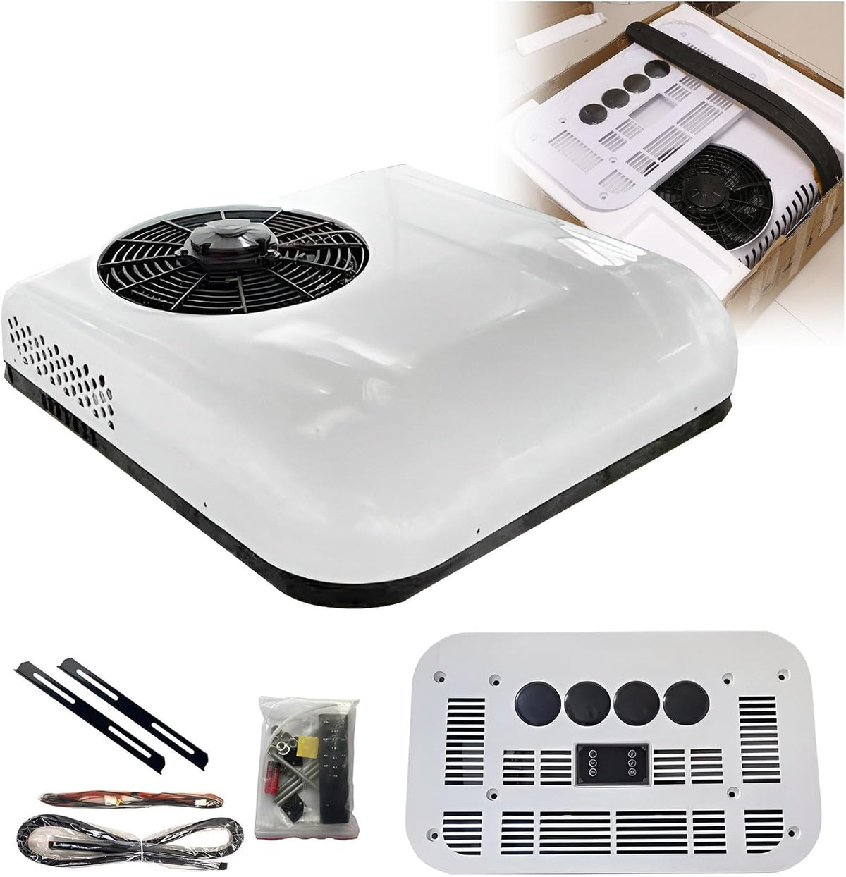 JXUANMM, Condizionatore, 10000 BTU, 12 V, 68,5 cm, Bianco, telecomando